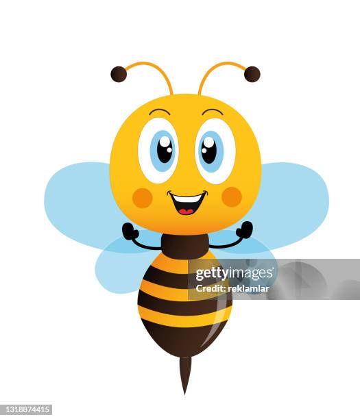 bildbanksillustrationer, clip art samt tecknat material och ikoner med honey bee, tecknad söt bi maskot. vektor illustration isolerad - animal head