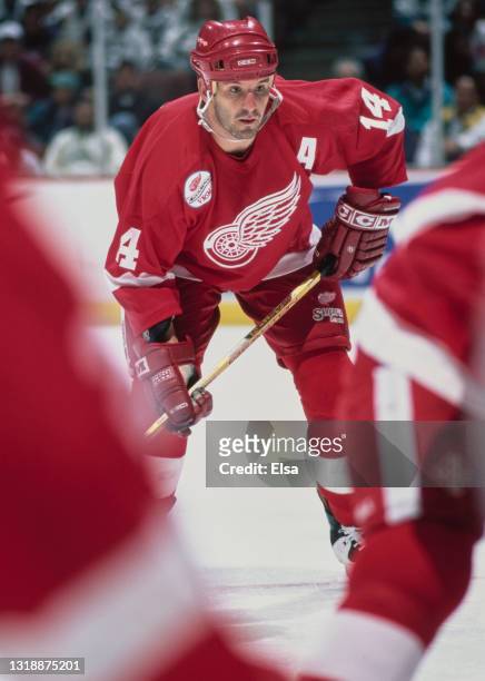 Brendan Shanahan, Left Wing for the Detroit Red Wings during the NHL Western Conference Pacific Division game against the Mighty Ducks of Anaheim on...