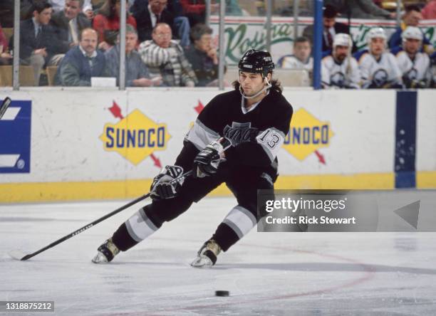 Robert Lang, Center for the Los Angeles Kings in motion on the ice during the NHL Eastern Conference Northeast Division game against the Buffalo...