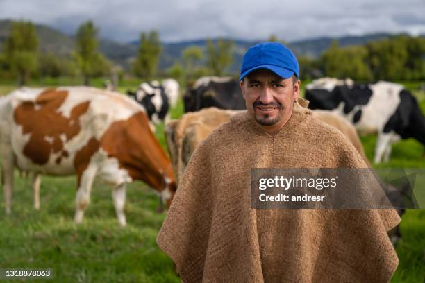 farmer working at dairy farm and looking after the cattle - farm worker stock pictures, royalty-free photos & images