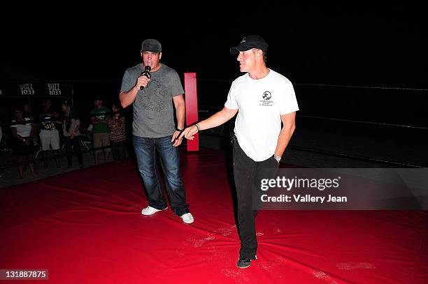 Damon Feldman and Michael Lohan attend Celebrity Boxing Match Featuring Michael Lohan and Frank Sorrentino at The Ocean Manor on June 4, 2011 in Fort...