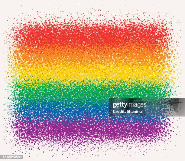 rainbow flag - grainy spray - gay pride parade stock illustrations