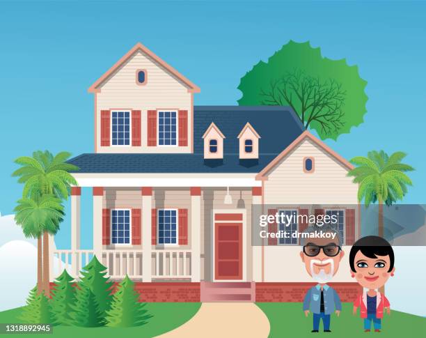 american home - man opening window stock illustrations