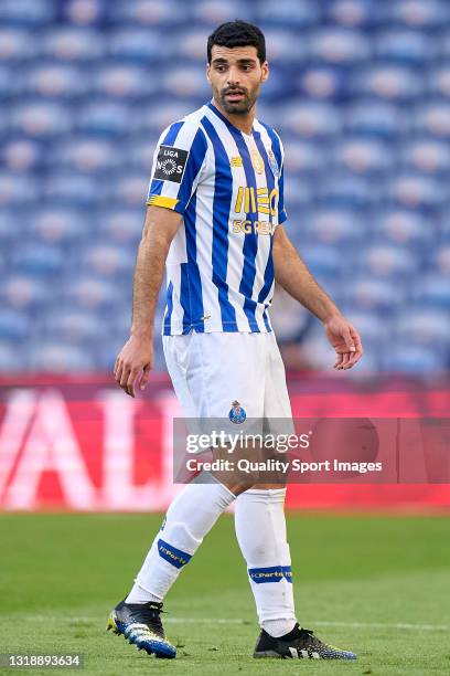 Mehdi Taremi of FC Porto looks on during the Liga NOS match between FC Porto and Belenenses SAD at Estadio do Dragao on May 19, 2021 in Porto,...