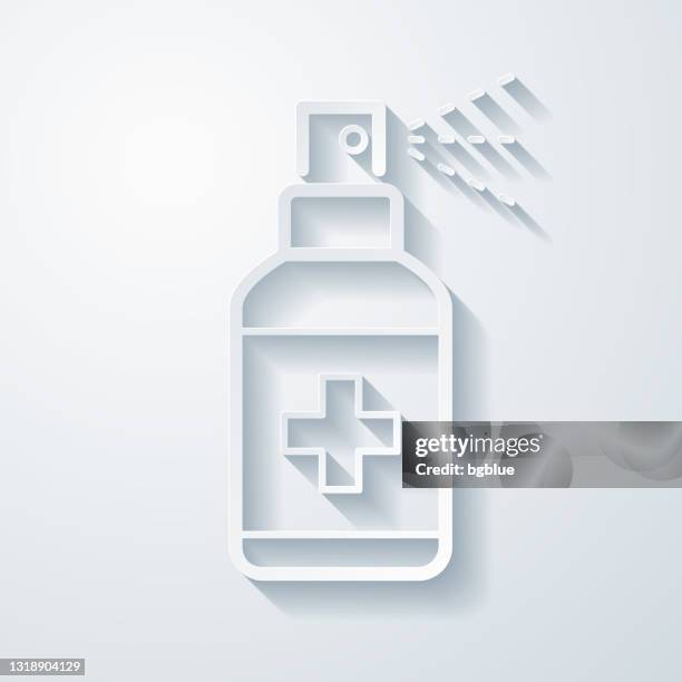disinfectant spray. icon with paper cut effect on blank background - spray bottle on white stock illustrations
