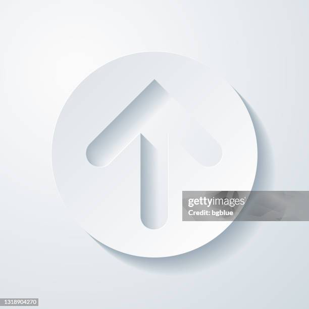 up arrow button. icon with paper cut effect on blank background - light up arrow stock illustrations