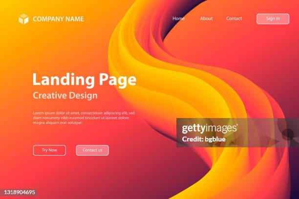 landing page template - fluid abstract design on orange gradient background - cool attitude stock illustrations stock illustrations