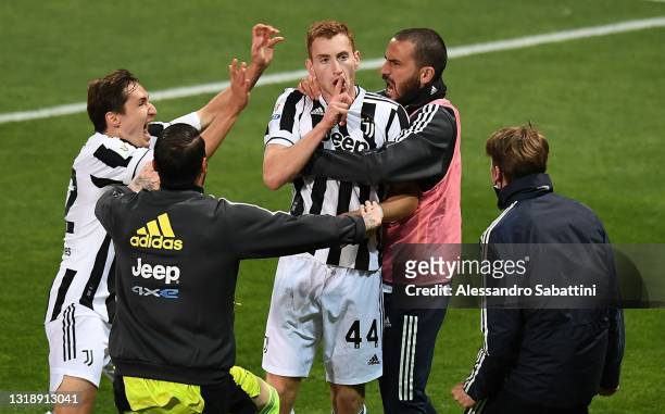 Dejan Kulusevski of Juventus celebrates after scoring the opening goal during the TIMVISION Cup Final between Atalanta BC and Juventus on May 19,...