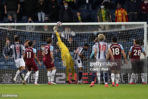 Darren Randolph of West Ham United makes a save during the Premier League match between West Bromwich Albion and West Ham United at The Hawthorns on...