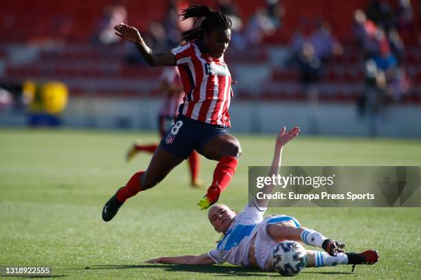 Ludmila Da Silva of Atletico de Madrid and Iris Arnaiz of Deportivo in action during the Primera Iberdrola match played between Atletico de Madrid...