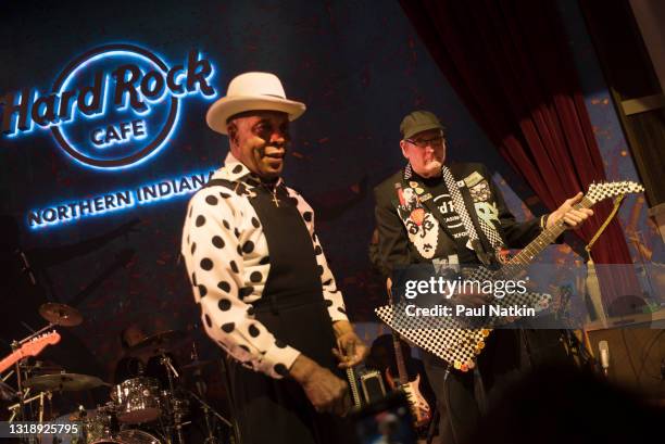 Buddy Guy and Rick Nielsen of Cheap Trick at the grand opening of the Hard Rock Casino in Gary, Indiana, May 14, 2021.