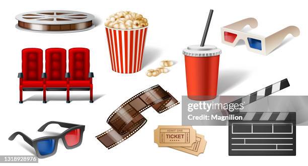 ilustrações, clipart, desenhos animados e ícones de cinema set - movie theater