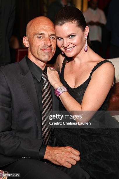 Musician James Achor and actress Heather Tom attend the Mark Lash Jewelry Showcase event at GOLD Nightclub on November 5, 2011 in Las Vegas, Nevada.