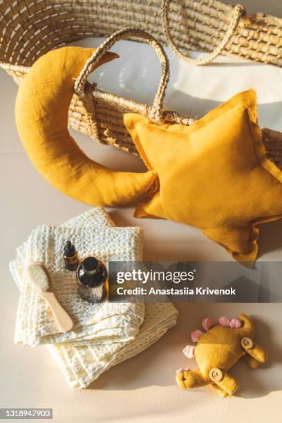 baby accessories for bath or health care. - straws crib stock pictures, royalty-free photos & images