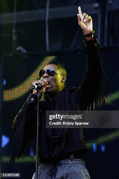 Jessy Matador performs on stage during the 'Nuit Africaine' concert at Stade de France on June 11, 2011 in Paris, France.