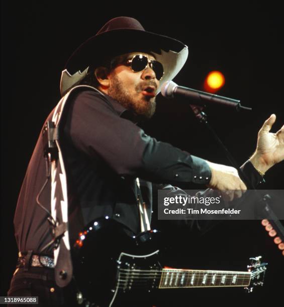 Hank Williams Jr. Performs at Shoreline Amphitheatre on October 4, 1997 in Mountain View, California.