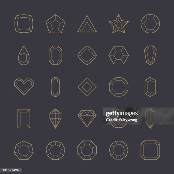 gem vector icons - pentagon stock illustrations
