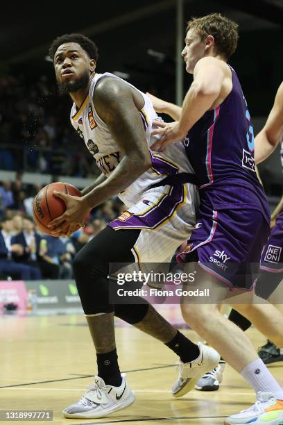 Jarell Martin of the Sydney Kings looks to shoot during the round 19 NBL match between the New Zealand Breakers and Sydney Kings at Trusts Stadium on...