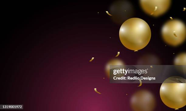 realistic gold balloons, isolated on dark background. stock illustration - metallic balloons stock illustrations