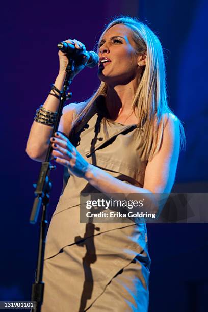 Kristyn Osborn of SHeDAISY performs at the Let Us In Nashville: A Tribute to Linda McCartney benefit concert at the Ryman Auditorium on November 7,...