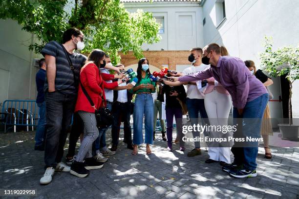 The Deputy Mayor of Madrid, Begoña Villacis gives statements to the media during her visit to the Centro de Acogida Municipal Para Personas Sin Hogar...