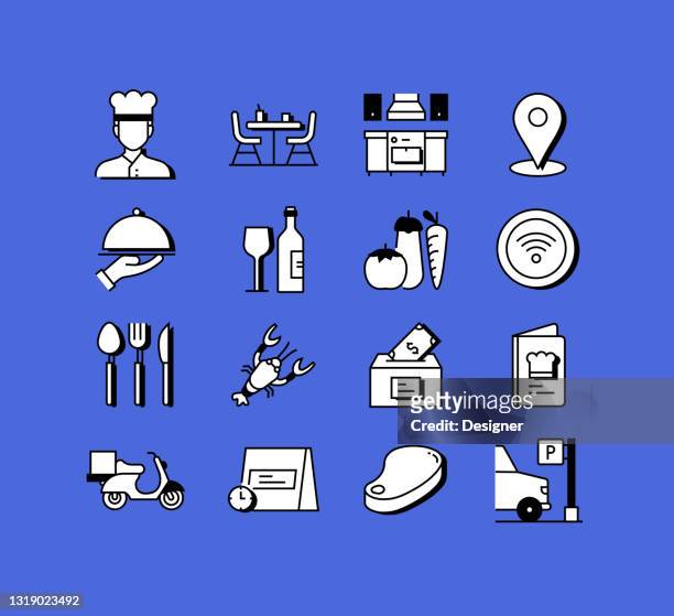 restaurant related icons vector collection. modern style symbol vector illustration - banquet icon stock illustrations