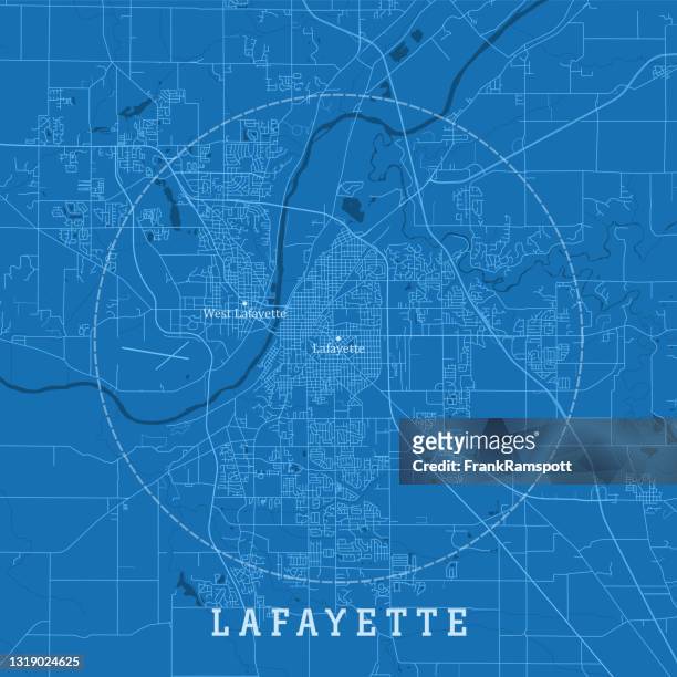 lafayette in city vector road map blue text - indiana lake stock illustrations
