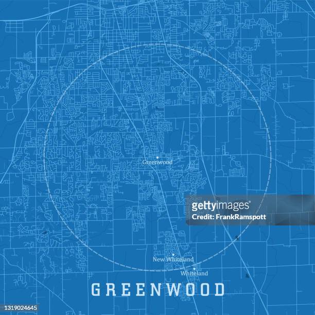 greenwood in city vector road map blue text - greenwood stock illustrations