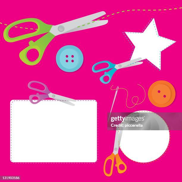 scrapbooking graphc elements - needle thread stock illustrations