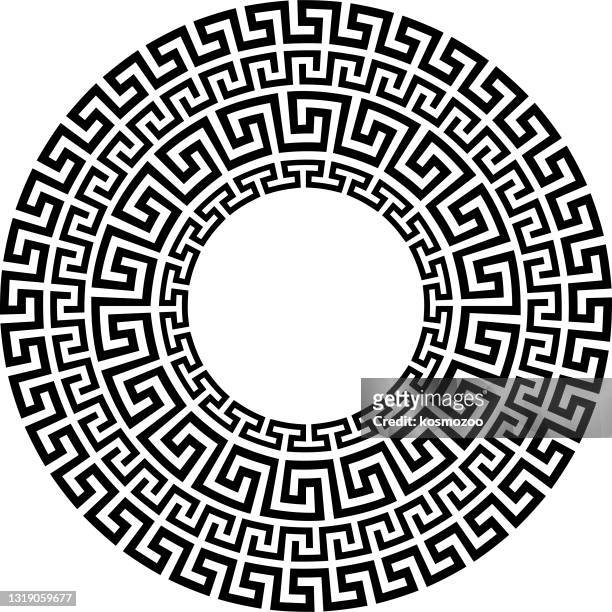 greek round ornament - geometrical architecture stock illustrations