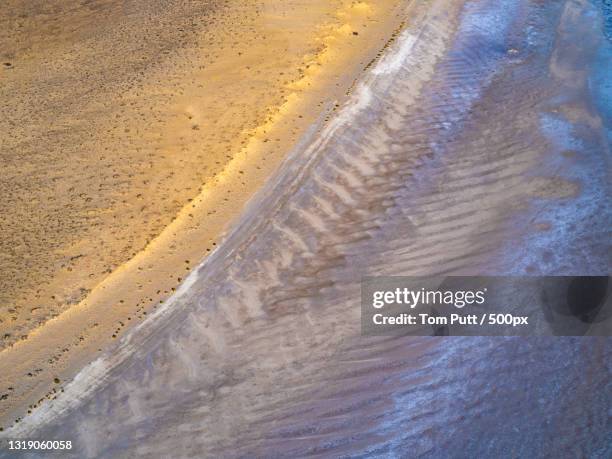 aerial view of beach,lake eyre,south australia,australia - lake eyre stock pictures, royalty-free photos & images