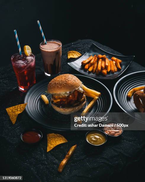 high angle view of various food on table,india - take out food stock pictures, royalty-free photos & images