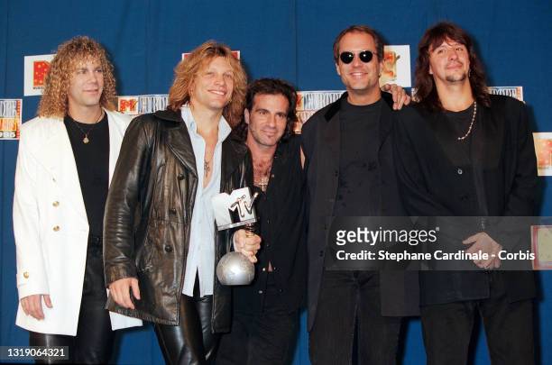 Music band Bon Jovi with David Bryan, Jon Bon Jovi, Tico Torres, Hugh McDonald and Richie Sambora attend the MTV Europe Music Awards on November 23,...