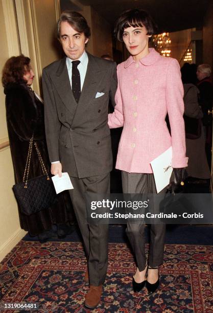 Luigi d’Urso and Ines de la Fressange attend the Saint Laurent Haute Couture Spring/Summer 1996 show as part of Paris Fashion Week on January 24,...