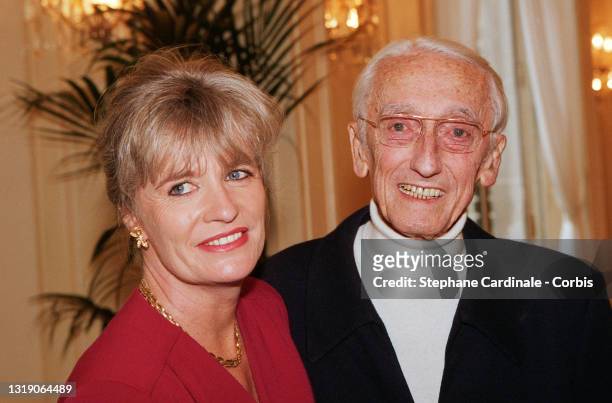 Jacques-Yves Cousteau and wife Francine Cousteau on November 23, 1995 in Paris, France.