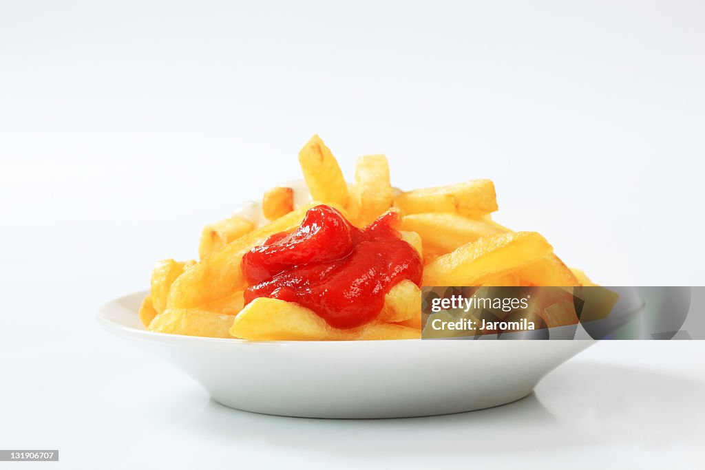 French fries with ketchup