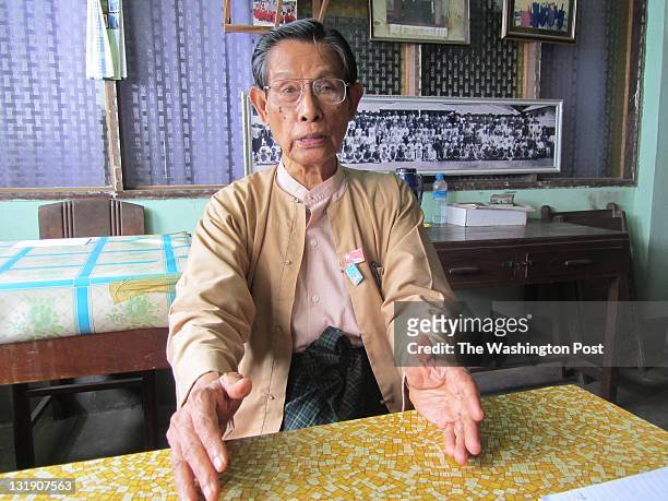 Former military commander and veteran democracy activist Tin Oo is pictured here at the office's of the national league for democracy, an opposition...
