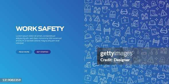 Work Safety Related Banner Design With Seamless Pattern High-Res Vector ...