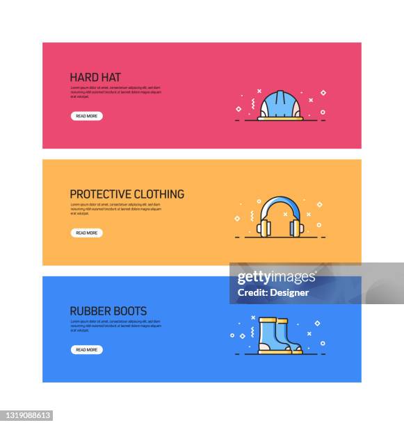 work safety related pattern web banner design - factory inspector stock illustrations