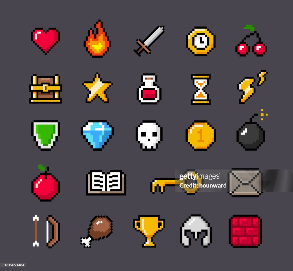 Konturerade pixelspelikoner