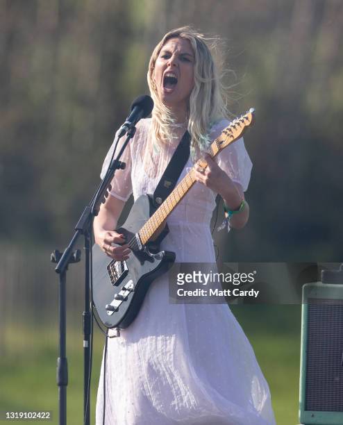 In this image released on May 21st, Ellie Rowsell of the band Wolf Alice performs in the Stone Circle as part of the Glastonbury Festival Global...