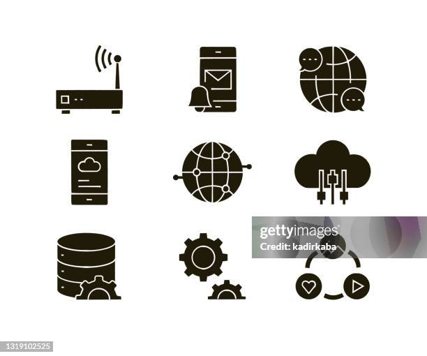 cloud technology modern flat icon set concept design - hardware store logo stock illustrations