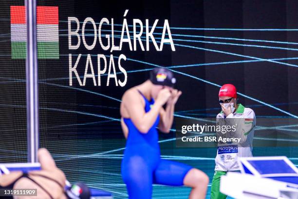 Boglarka Kapas of Hungary competing at the Women 200m Butterfly Final during the LEN European Aquatics Championships Swimming at Duna Arena on May...