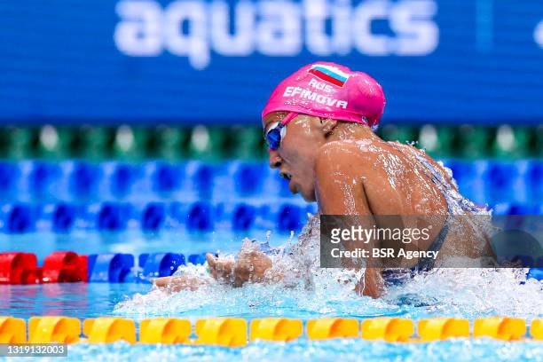 Yuliya Efimova of Russia competing at the Women 200m Breaststroke Semi-Final during the LEN European Aquatics Championships Swimming at Duna Arena on...