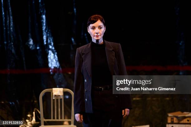 Manuela Paso poses on stage during 'El Hombre Almohada' at Teatros del Canal on May 20, 2021 in Madrid, Spain.