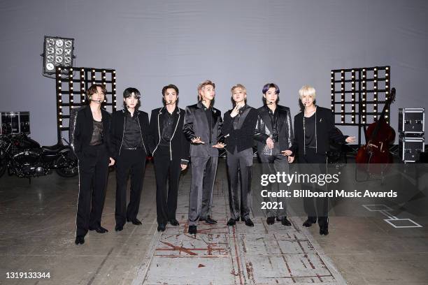In this image released on May 20, V, Suga, Jin, RM, Jimin, Jungkook, and J-Hope of BTS pose for the 2021 Billboard Music Awards, broadcast on May 23,...