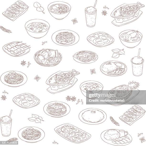 thai essen tapete - thai food stock-grafiken, -clipart, -cartoons und -symbole