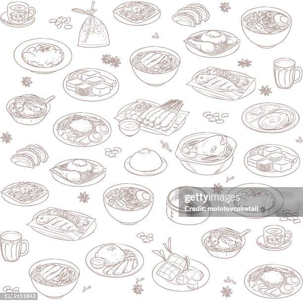 malaysian food wallpaper - chinese food stock illustrations