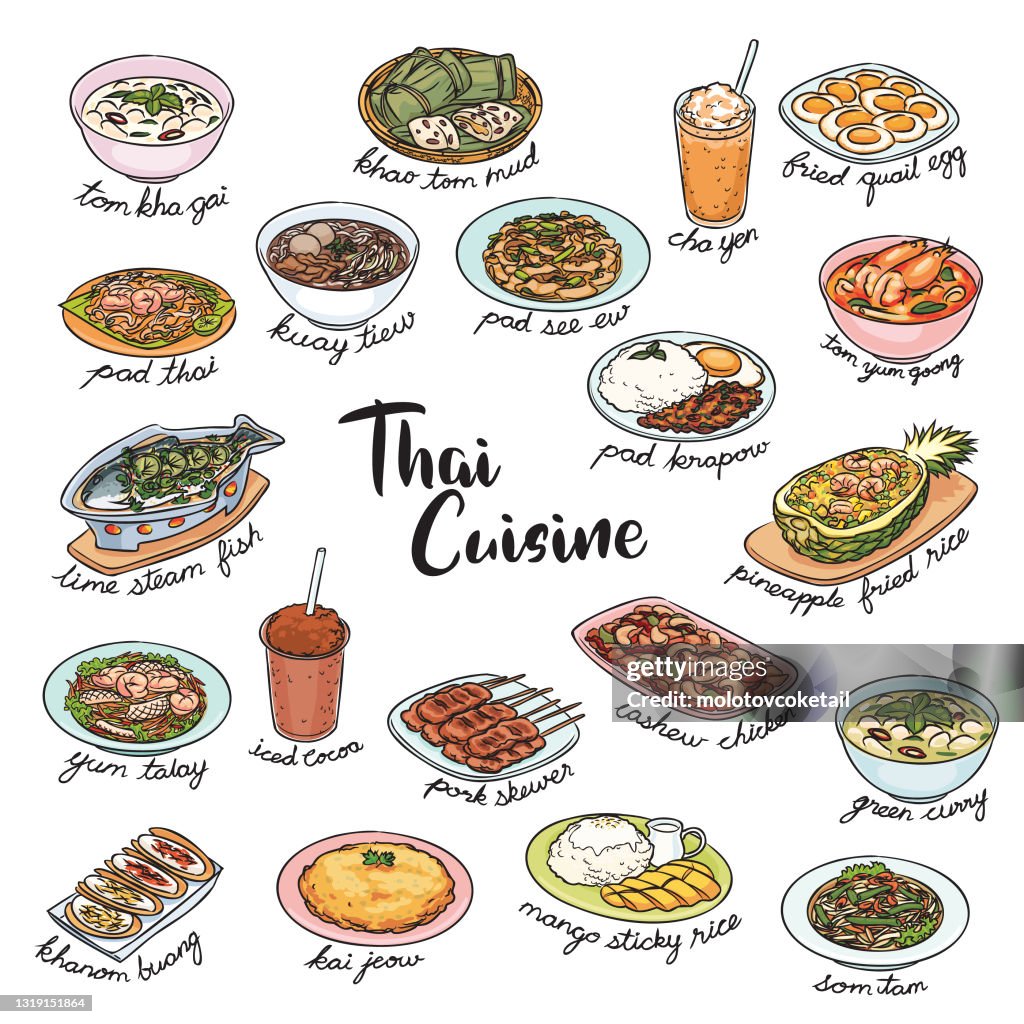 Thai food icon set