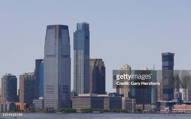 The three tallest buildings in New Jersey, 99 Hudson Street , the Goldman Sachs Tower and the URBY Harborside Tower are seen along the Jersey City...